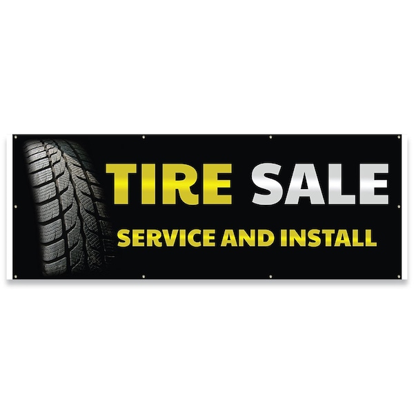 Tire Sale Service And Install Banner Concession Stand Food Truck Single Sided